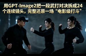 用GPT-Image2把一段武打对决拆成24个连续镜头，完整还原一场“电影级打斗”-第一资源库
