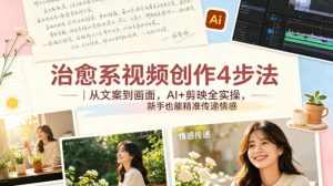 治愈系视频创作4步法｜从文案到画面，AI+剪映全实操，新手也能精准传递情感-第一资源库