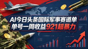 AI今日头条国际军事赛道，单号一周收益921，超暴力-第一资源库